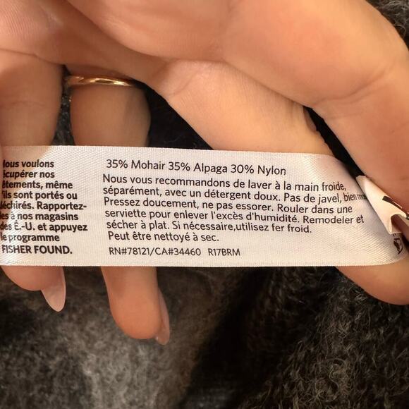 Eileen Fisher Mohair Alpaca Blend Check Plaid Sweater Black Gray Size Medium - Picture 10 of 10